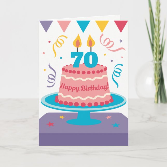 70th Birthday Cake: Customisable! Card (Front)
