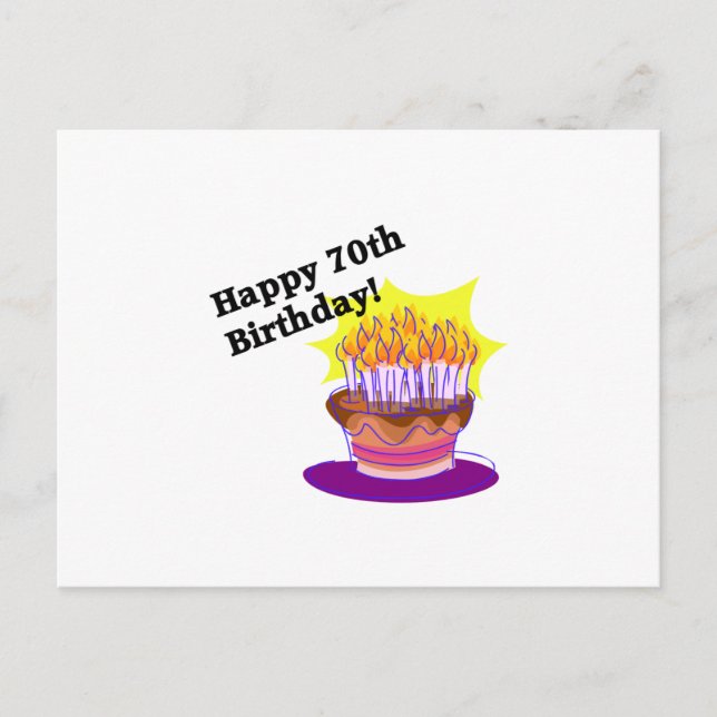 70th Birthday Cake Postcard (Front)