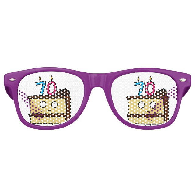70th Birthday Cake with Candles Retro Sunglasses (Front)