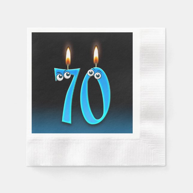 70th birthday candle with eyeballs napkin (Front)
