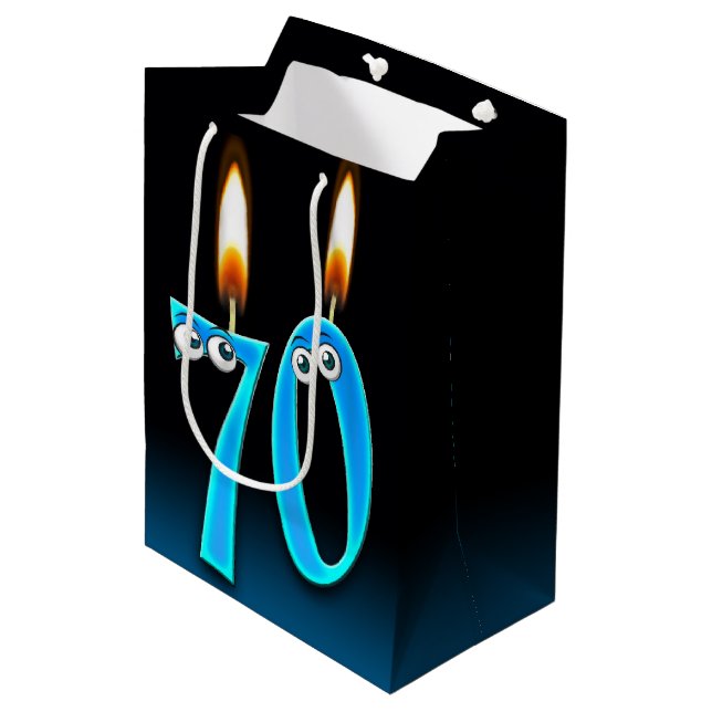 70th Birthday Candles Medium Gift Bag (Front Angled)
