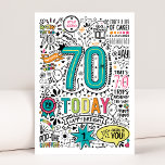 70th Birthday Card<br><div class="desc">A fun doodle-style 70th Birthday card to celebrate a very special 70th Birthday. With a colourful design,  this card will add the pop you need for a memorable day.

Made with love by Oh Gorgeous Studio</div>