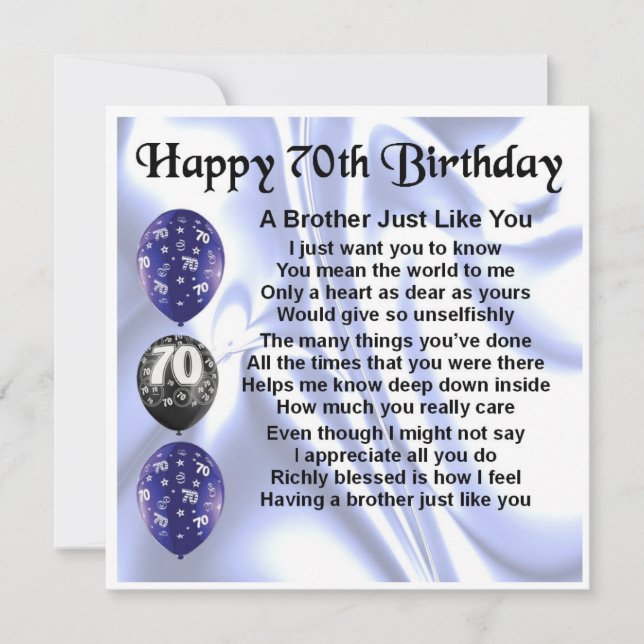 70th Birthday Card -  Brother (Front)