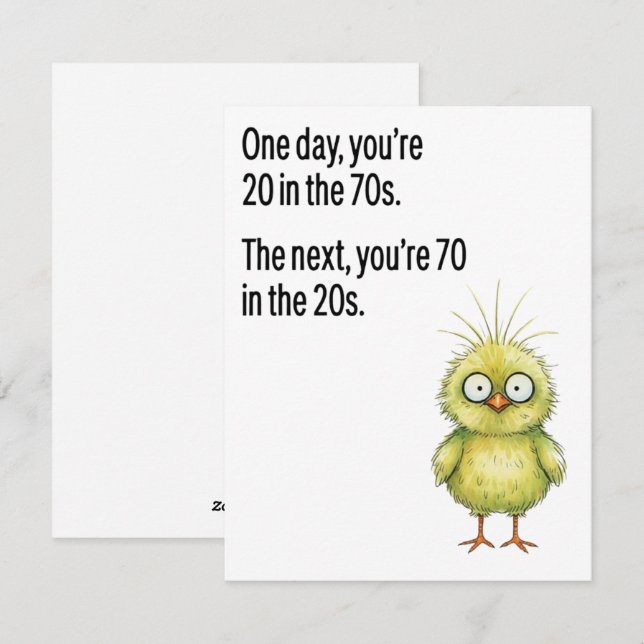 70th Birthday Card for Dad Funny Aging Bird (Front/Back)