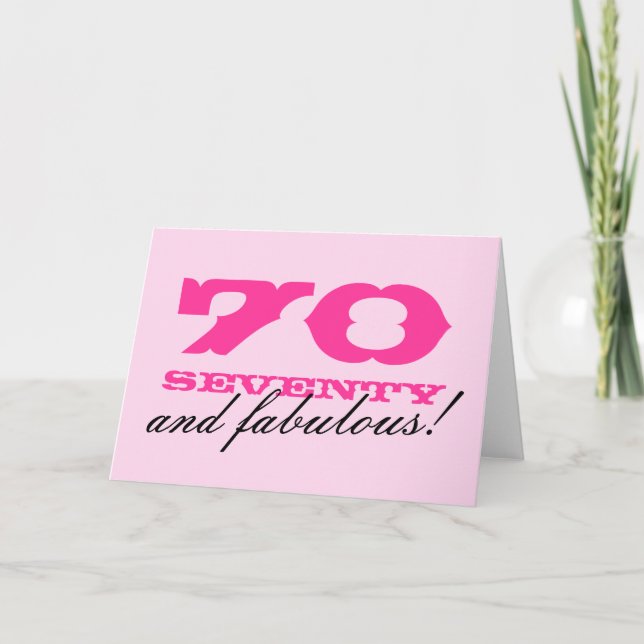 70th Birthday card for women | 70 and fabulous! (Front)