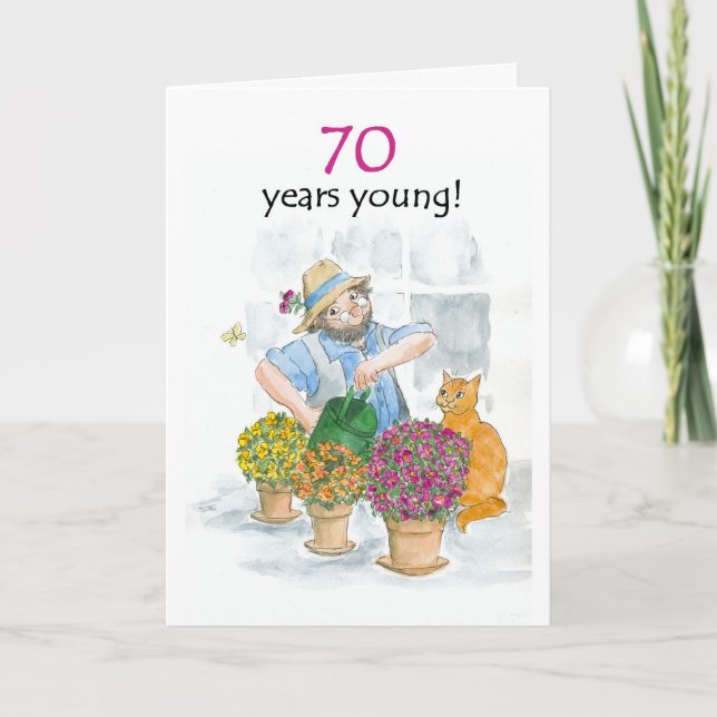 70th Birthday Card - Gardener (Front)