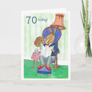 70th Birthday Card - Mr Rabbit