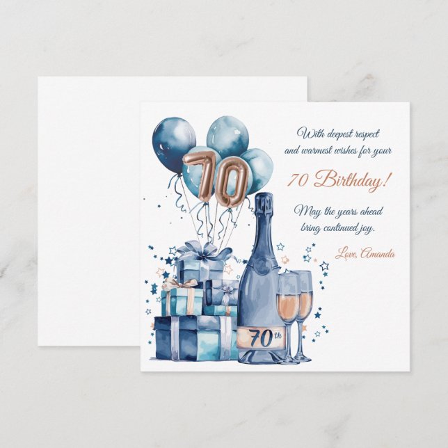 70th Birthday Card Personalised for Men (Front/Back)