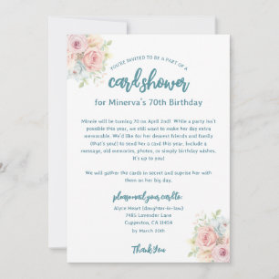 70th Birthday Card Shower by Mail Invitation