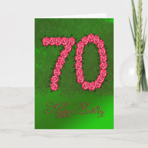 70th birthday card with roses and leaves