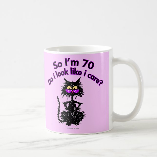 70th Birthday Cat Gifts Coffee Mug (Right)
