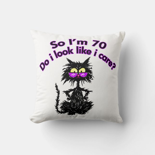 70th Birthday Cat Gifts Cushion (Front)