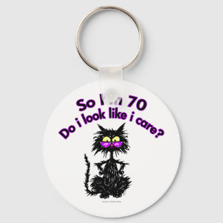 70th Birthday Cat Gifts Key Ring