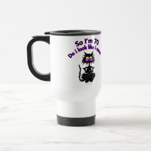 70th Birthday Cat Gifts Travel Mug