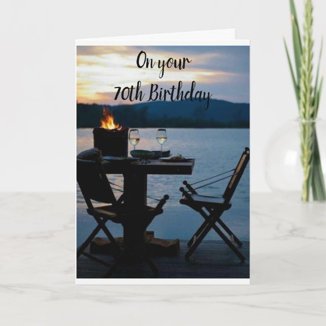 "70th BIRTHDAY" CELEBRATE LAKE STYLE Card (Front)