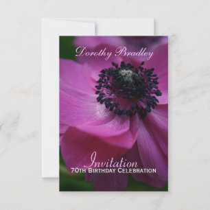 70th Birthday Celebration Anemone Custom Invite 2