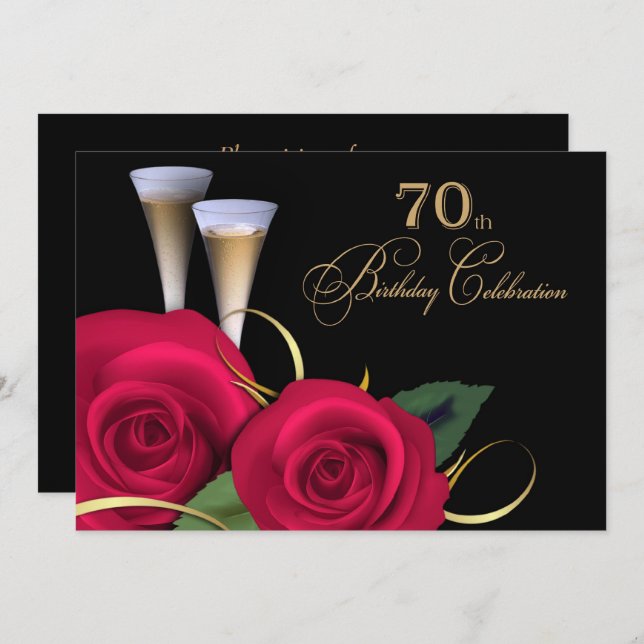 70th Birthday Celebration Custom Invitations (Front/Back)