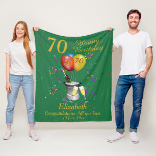 70th Birthday Celebration Green Fleece Blanket