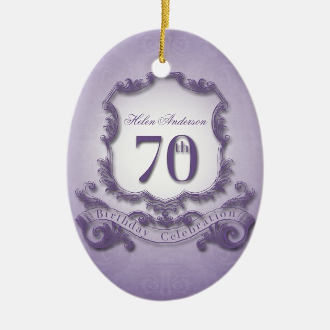 70th Birthday Celebration Personalised Ornament (Front)