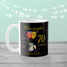 70th Birthday Celebration Sparkling Wine Black