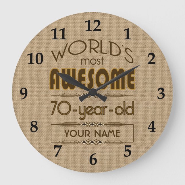 70th Birthday Celebration World Best Fabulous Large Clock (Front)