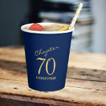 70th Birthday Chapter 70 Blue Gold Paper Cups<br><div class="desc">Add a touch of sparkle to your loved one's 70th birthday celebration with these gorgeous Blue Gold paper cups. Perfect for that finishing touch to a party.</div>