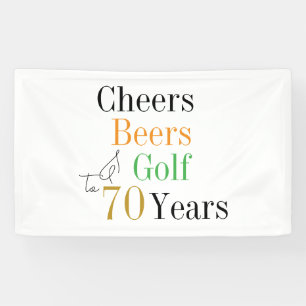 70th Birthday Cheers Beers Golf Minimal Party Banner