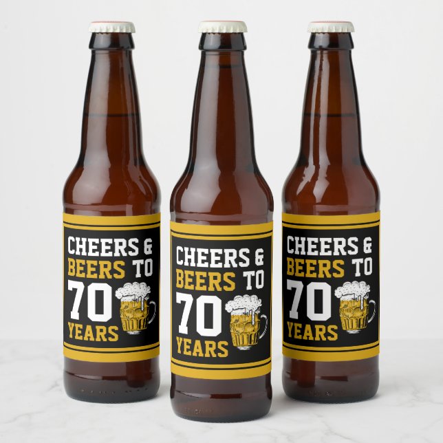70th Birthday Cheers & Beers to 70 Years Funny Beer Bottle Label (Bottles)