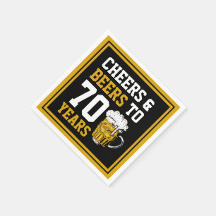 70th Birthday Cheers & Beers to 70 Years Funny Napkin
