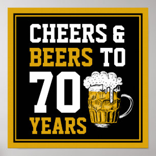 70th Birthday Cheers & Beers to 70 Years Funny Poster