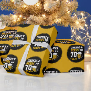 70th Birthday Cheers & Beers to 70 Years Funny Wrapping Paper