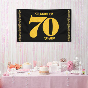 70th Birthday Cheers to 70 Years Gold Glitter Banner