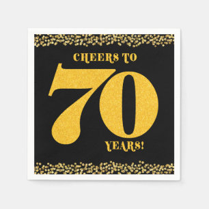 70th Birthday Cheers to 70 Years Gold Glitter  Napkin