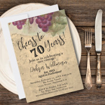 70th Birthday Cheers to 70 Years Vintage Rustic
