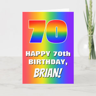 70th Birthday: Colourful, Fun Rainbow Pattern # 70 Card
