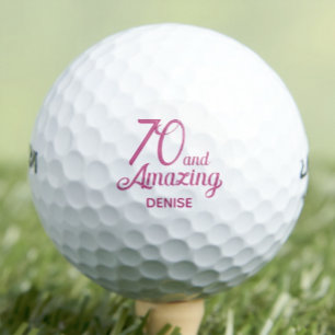 70th Birthday Cousin Gift – Pink 70 and Amazing Golf Balls
