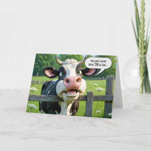 70th Birthday Cow Humour Card
