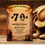 70th birthday cowboy old paper horse riding party invitation<br><div class="desc">70th birthday cowboy old paper horse riding party Invitation customisable  for the cowboy lover out there or anyone that loves nature horses and cowboys.</div>