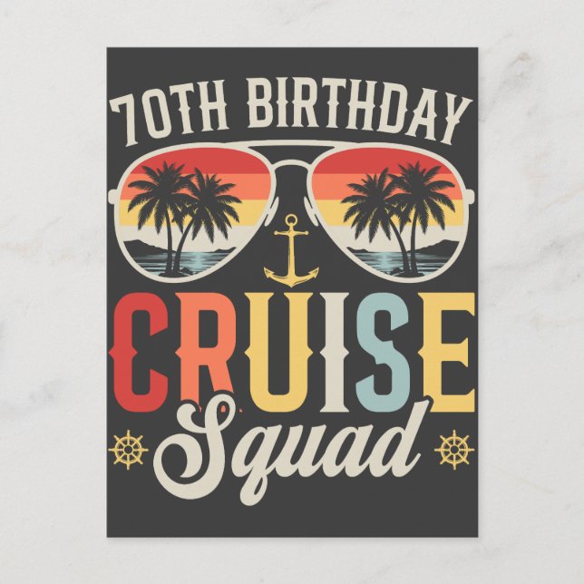 70TH Birthday Cruise Squad Family Matching Postcard (Front)