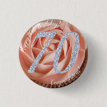 70th Birthday Cupcake 3 Cm Round Badge