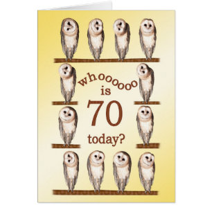 70th birthday, Curious owls card.