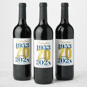 70th Birthday Custom Dates Wine Label