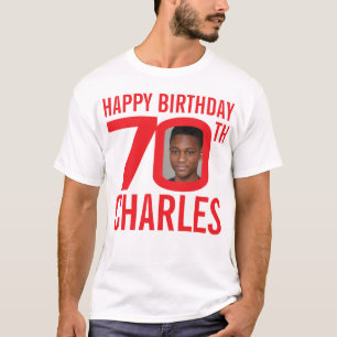 70th birthday custom name and photo template red T-Shirt