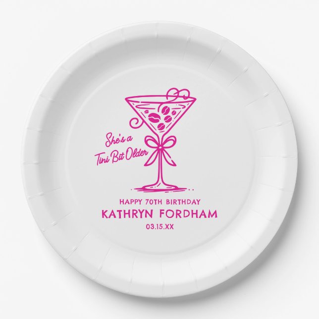 70th Birthday Custom Paper Plate Espresso Martini (Front)