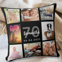70th birthday custom photo collage woman black