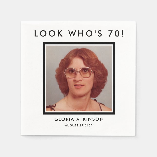 70th birthday custom photo napkins (Front)