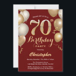 70th Birthday Dark Red and Gold Balloons Confetti Invitation<br><div class="desc">70th Birthday Dark Red and Gold Balloons Confetti Invitation. For further customisation,  please click the "Customise it" button and use our design tool to modify this template.</div>