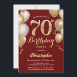 70th Birthday Dark Red and Gold Balloons Confetti Invitation<br><div class="desc">70th Birthday Dark Red and Gold Balloons Confetti Invitation. For further customisation,  please click the "Customise it" button and use our design tool to modify this template.</div>