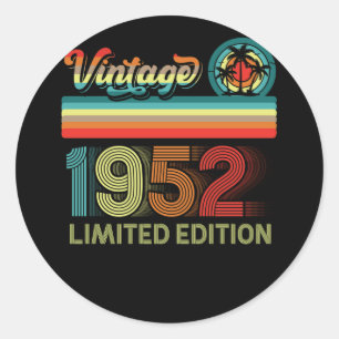 70th Birthday Decorations Men 70 Year Old 1952 Classic Round Sticker