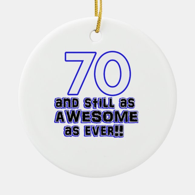 70th birthday design ceramic tree decoration (Front)